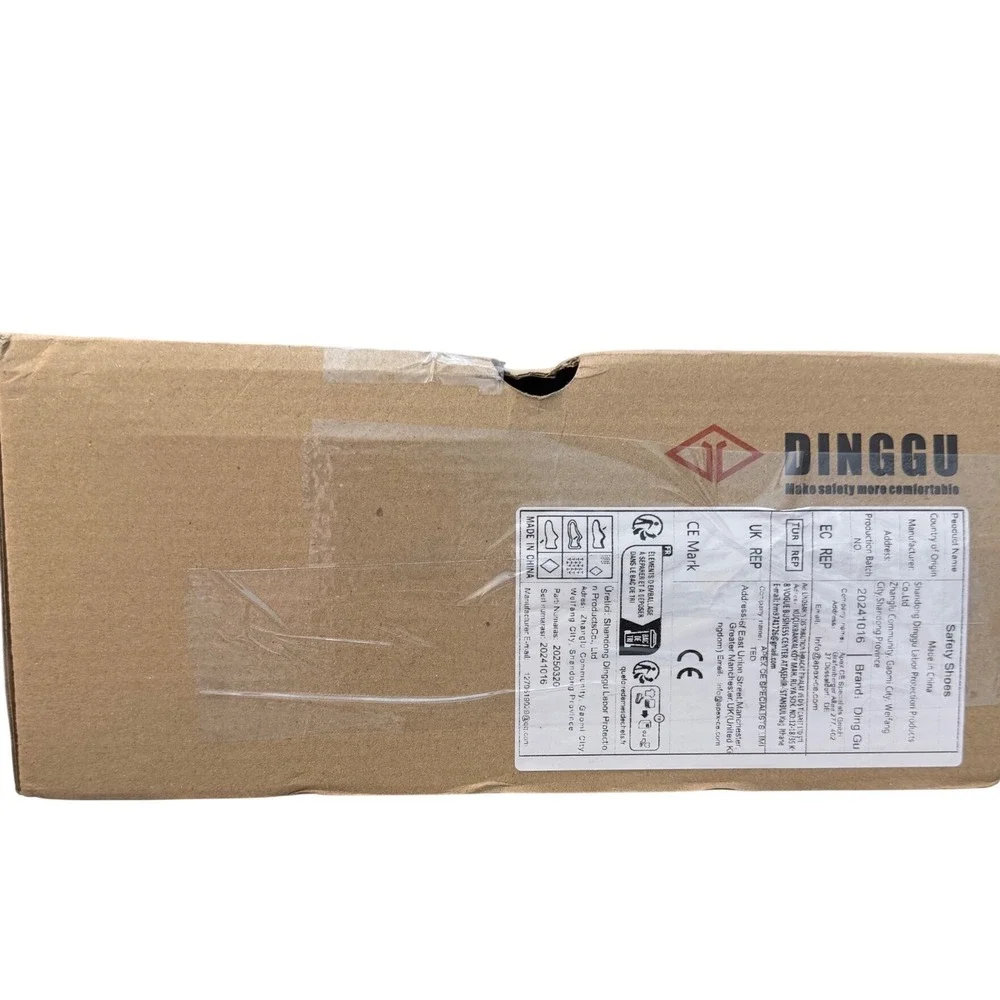Dinggu Steel Toe Work Boots Brown Leather Puncture Resistant Safety Shoes Sz 7